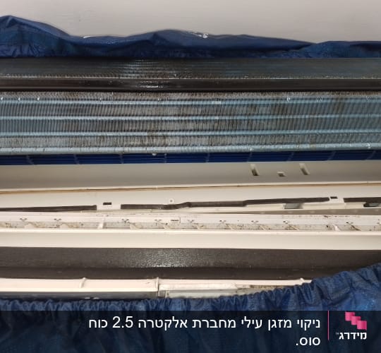 מזגן פתוח עם מסנן וילון כחול